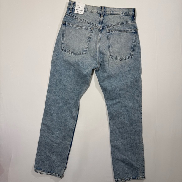 ZARA High Rise Straight Leg Jeans Light Wash Blue 36 / 4 Denim Streetwear Casual - Picture 6 of 14